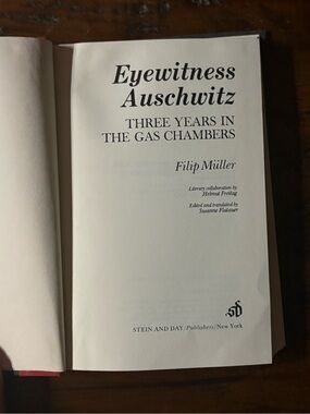 Eyewitness Auschwitz by Filip Müller - hardcover book